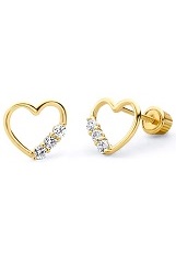 fetching tiny cut-out heart gold earrings for babies